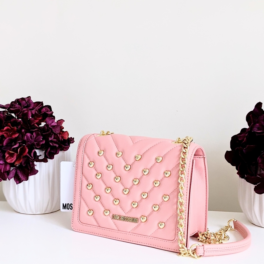 NWT Love Moschino Pink Chevron Quilted Bag - Picture 10 of 12